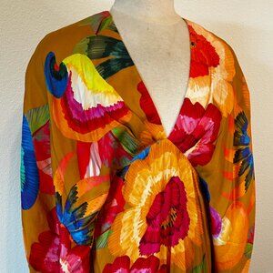 Farm Rio Tropical Bias Cut Puff Sleeve Dress